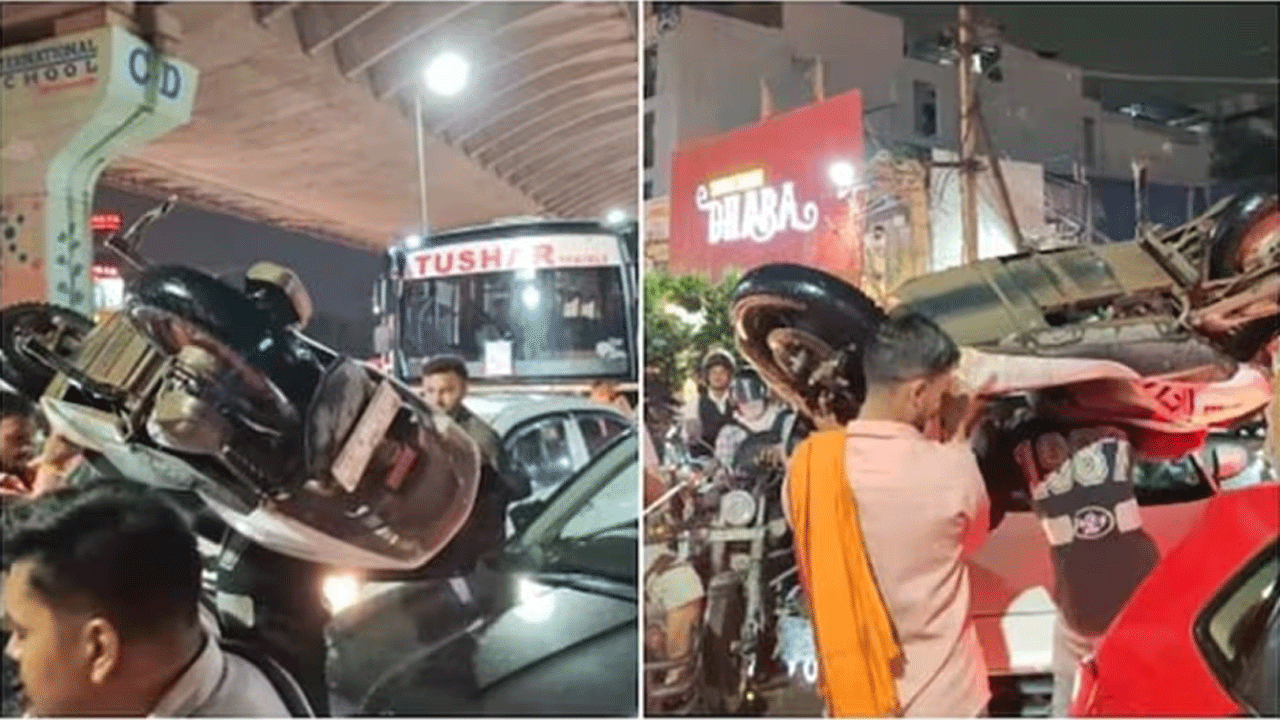 ట్రాఫిక్ జామ్తో చిర్రెత్తిపోయిన యువకుడు.. రద్దీగా ఉన్న రోడ్డుపై బాహుబలి స్టంట్స్ చేస్తూ హల్చల్